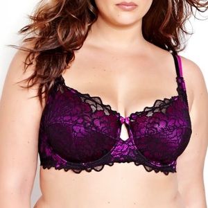 ADDITION ELLE-Déesse Collection Femme Couture Black & Purple Lace Underwire Bra